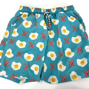 Mosmann Australia Bacon and Egg Print Hugs and Kisses Swim Trunks Shorts Size L
